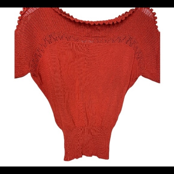 ANTHROPOLOGIE Yoana Baraschi Baubled Fan Sweater Rust Red/Burnt Orange Sz Small - Picture 6 of 16